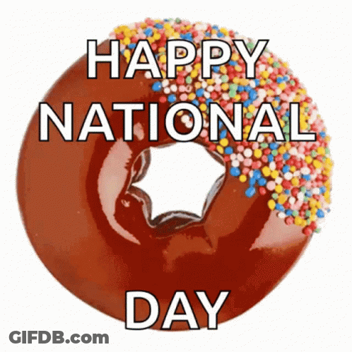 Doughnut With Sprinkles Saying Happy National Day GIF
