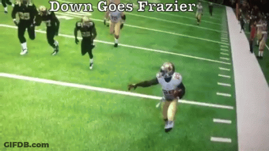 Down Goes Frazier Rolling Football GIF