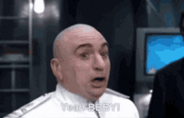 Dr. Evil Excitedly Saying Yeah Baby GIF