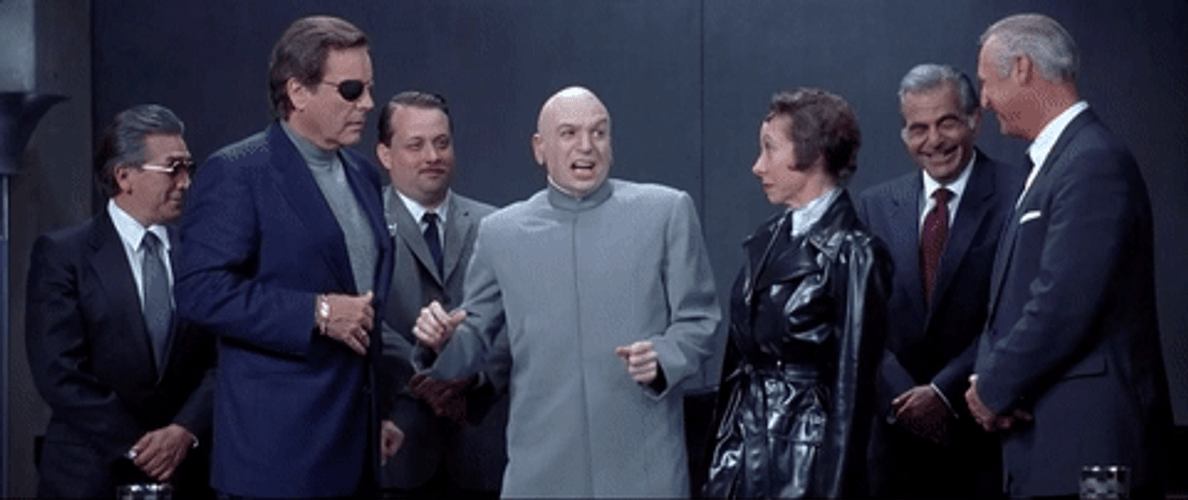 Dr. Evil Laughing With Evil Conspirators GIF