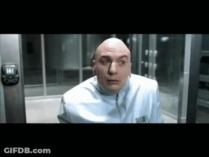 Dr.Evil Looking Around Then Backs Out GIF