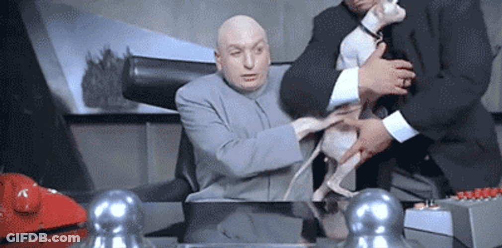 Dr. Evil Pulled Away With Cat GIF