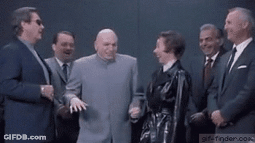 Dr Evil Right Crowd Laughing Meme GIF