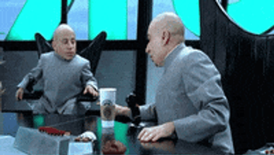 Dr. Evil Sitting With Mini-Me GIF