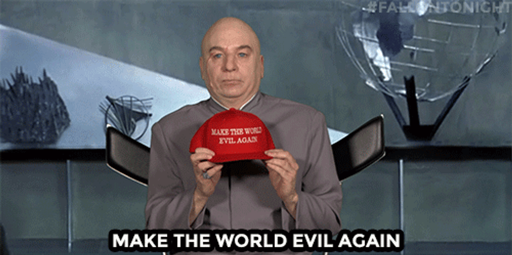 Dr. Evil Written Message In Bull Cap GIF