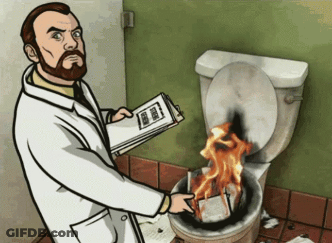 Dr Krieger Archer Burning Papers GIF