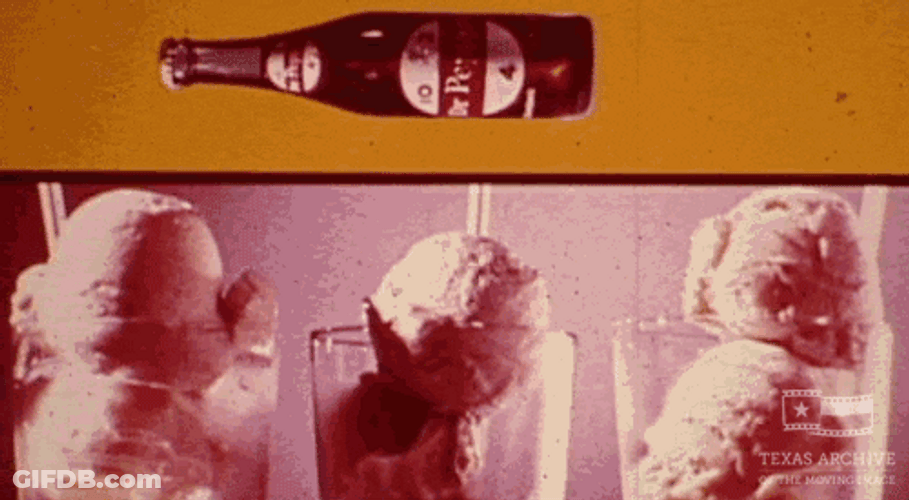 Dr Pepper Pouring Into Ice Cream Vintage Commercial GIF