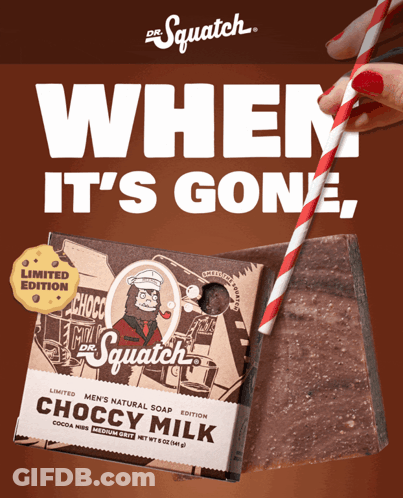 Dr. Squatch Chocolate Milk Soap Box With Red White Straw GIF