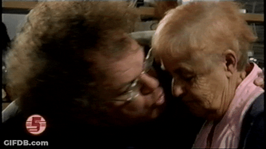 Dr. Steve Brule Kissing His Grandmother GIF