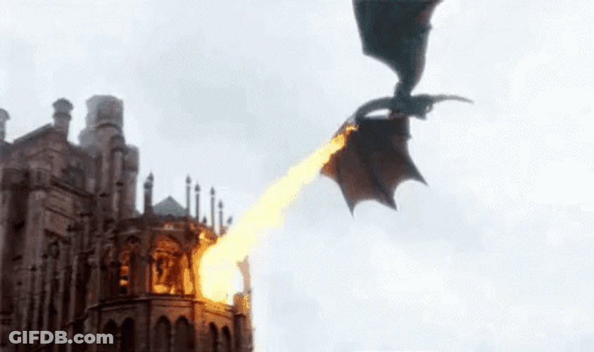 Dracarys Flying Dragon Burning Castle GIF