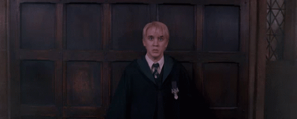 Draco Malfoy Almost Hit By Spell GIF