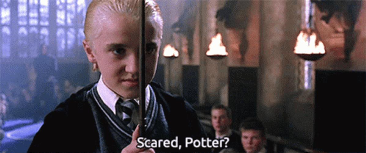 Draco Malfoy Scared Potter Duel GIF