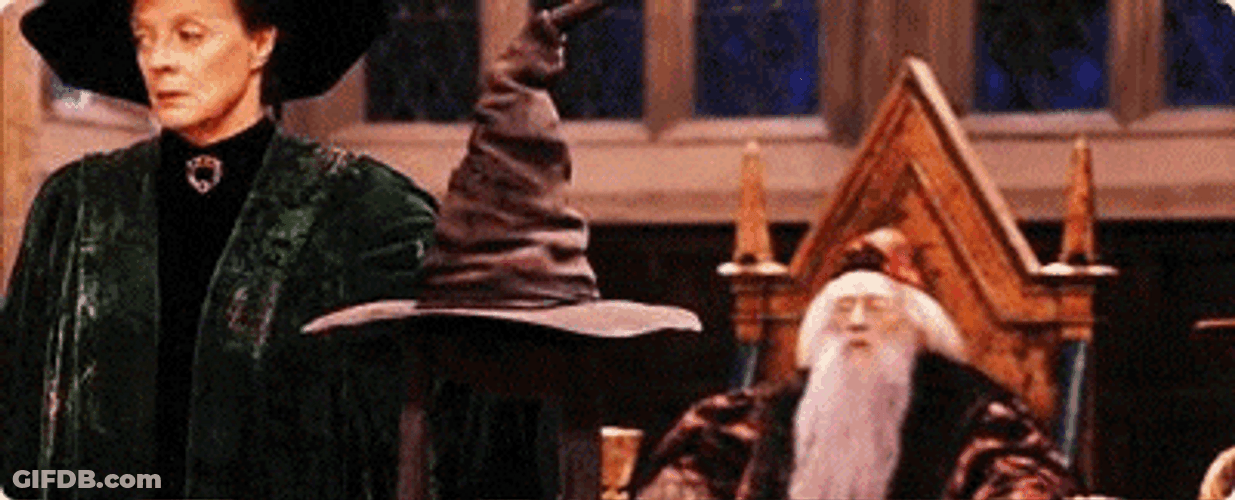 Draco Sitting With Sorting Hat GIF
