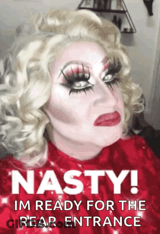 Drag Queen Blonde Hair Red Lips Rear Entrance GIF