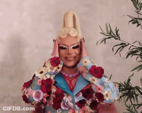 Drag Queen Covering Face With Hands GIF
