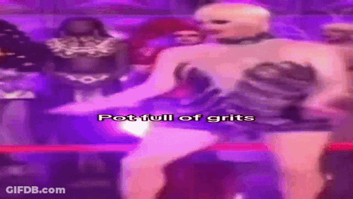 Drag Queen Dancing In Purple Room Pot Full Of Grits GIF