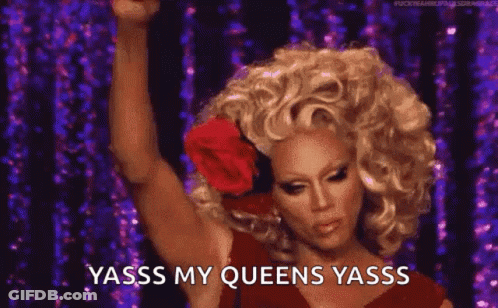 Drag Queen Dancing With Red Rose GIF