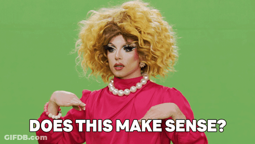 Drag Queen In Pink Dress And Pearls Saying Does This Make Sense GIF