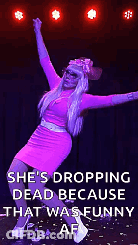 Drag Queen In Pink Dress Dancing On Stage GIF