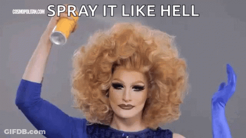 Drag Queen Spraying Hair GIF