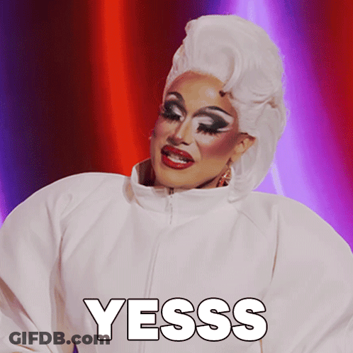 Drag Queen Wearing Yesss Jacket GIF