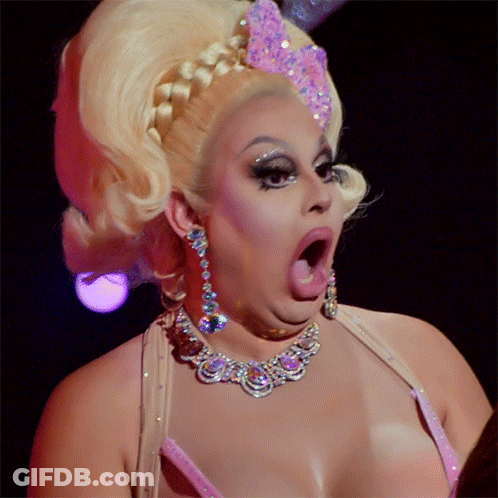 Drag Queen With Necklace And Earrings Surprised Face GIF
