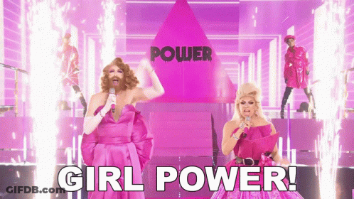 Drag Queens In Pink Dresses Girl Power GIF