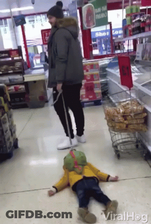 Dragging Child Outside The Store GIF