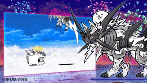 Dragon And Cat Fireworks Cartoon GIF