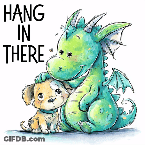 Dragon And Dog Hang In There GIF