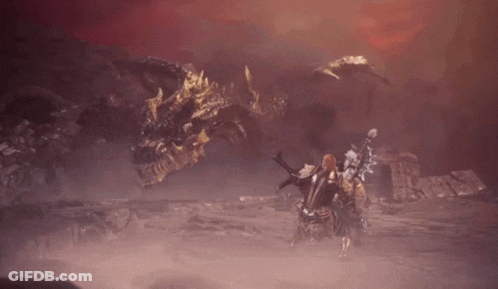 Dragon And Man Fighting GIF