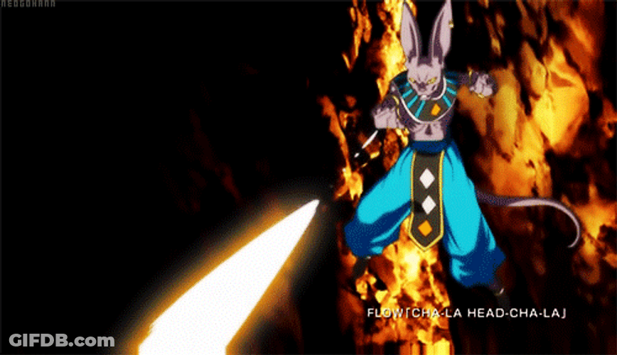 Dragon Ball Beerus Continuous Energy Bullet Attacks GIF