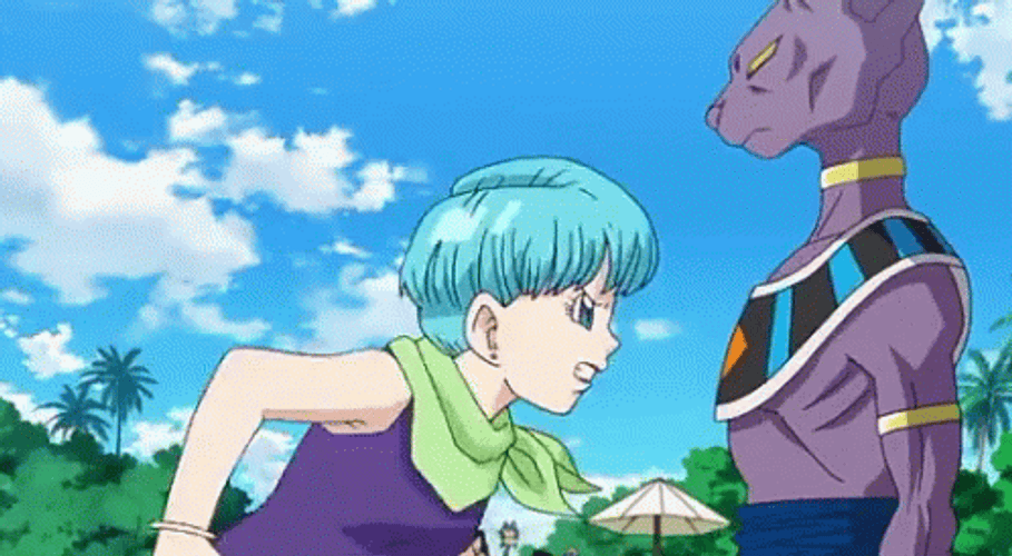 Dragon Ball Bulma Versus Beerus  Slap Fighting GIF