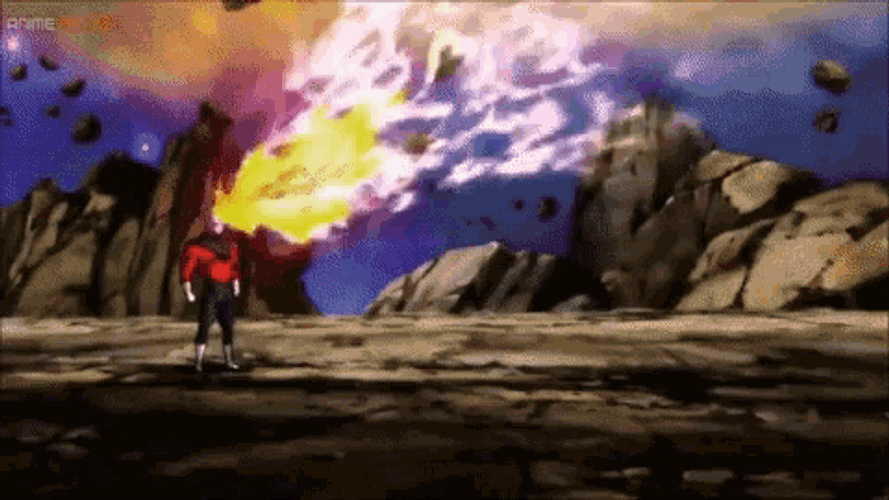 Dragon Ball Jiren Beating Up Golden Frieza GIF