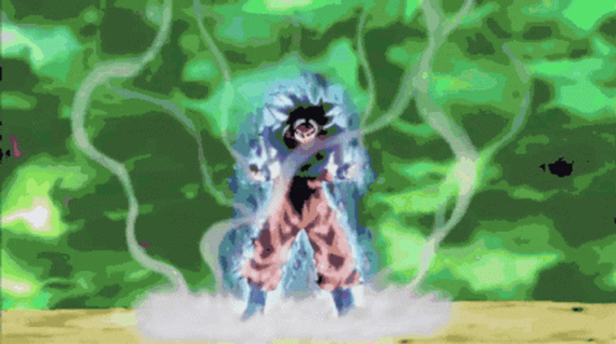 Dragon Ball Son Goku Powering Up Ultra Instinct GIF