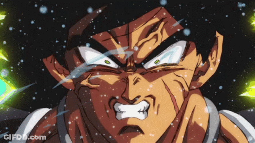 Dragon Ball Super Broly Transforming Above Ocean GIF