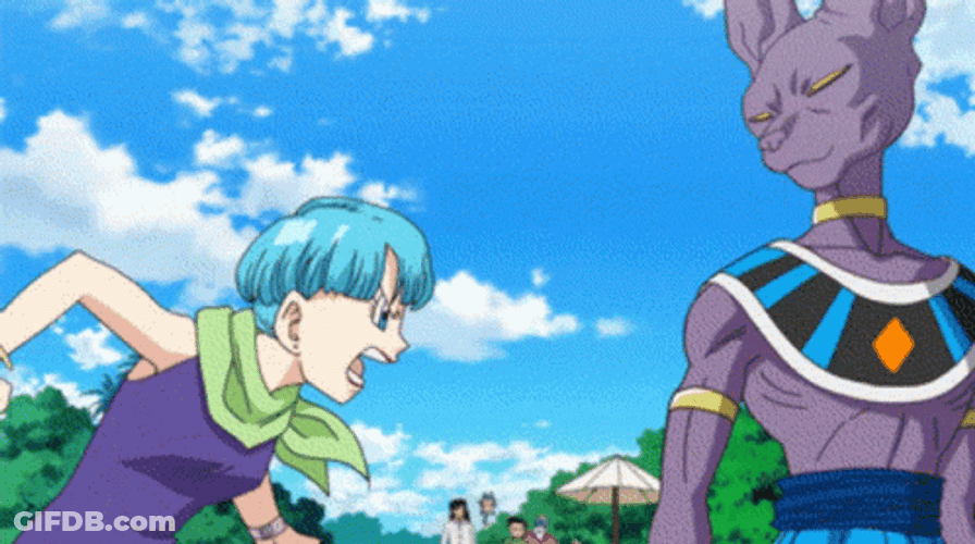 Dragon Ball Super Bulma Beerus GIF