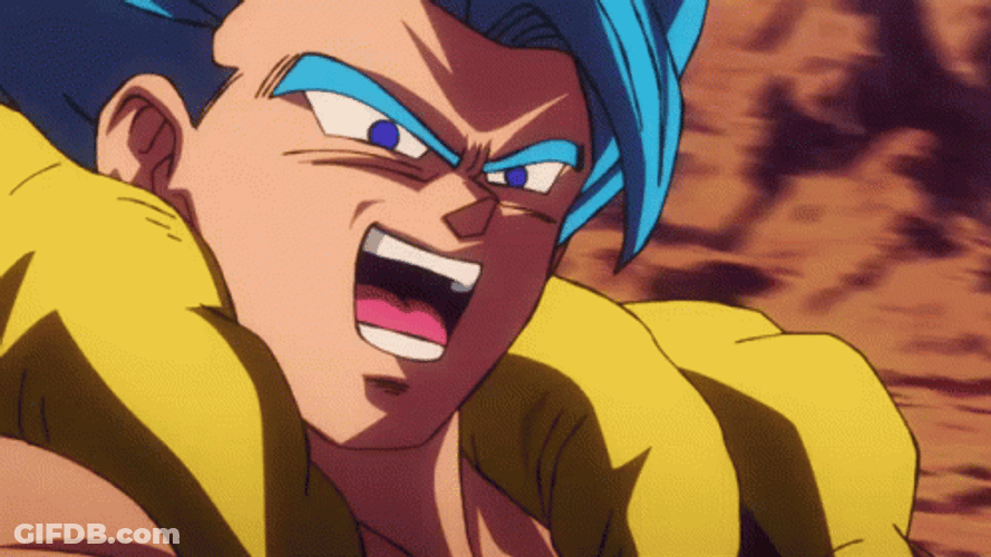 Dragon Ball Super Gogeta Attacking Broly Continuously GIF