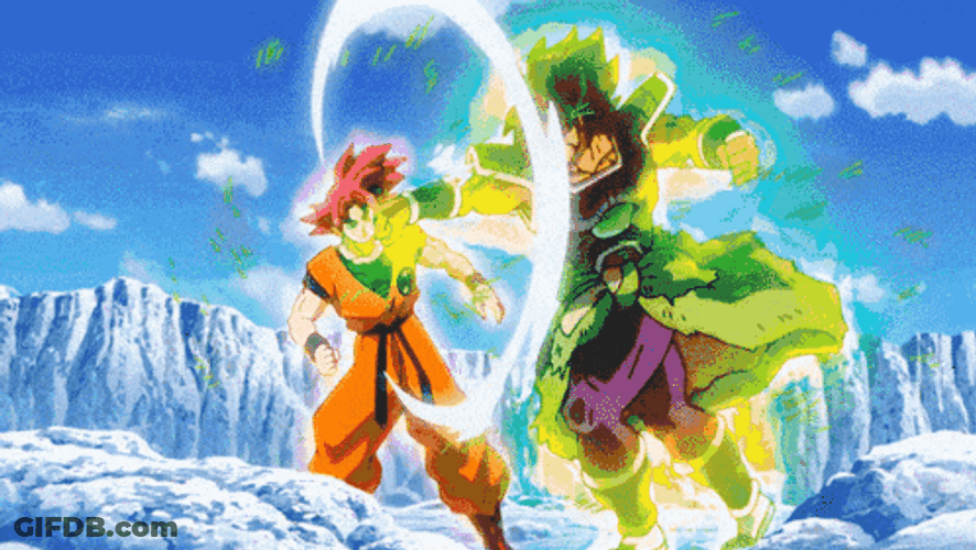 Dragon Ball Super Goku Slamming Broly To Ground GIF