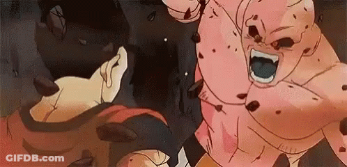 Dragon Ball Z Character Flying With Pink Bubble GIF