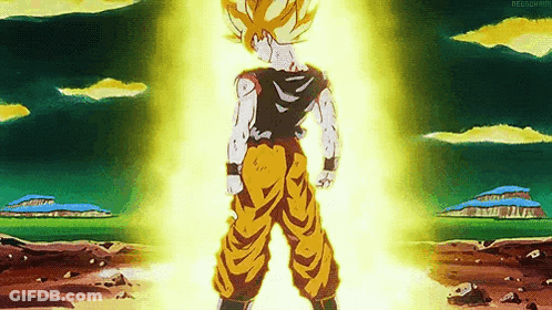 Dragon Ball Z Character With Yellow Light From Back GIF