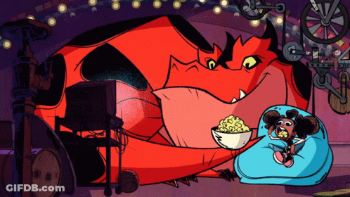 Dragon Eating Popcorn With Girl GIF
