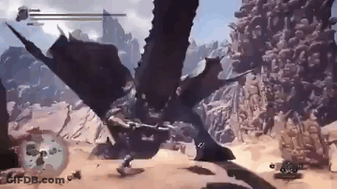 Dragon Flying Next To Person In Video Game GIF