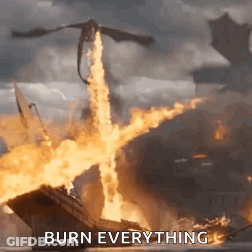 Dragon Flying Over Burning Ship Burn Everything GIF
