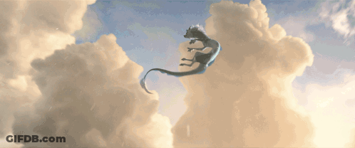 Dragon Flying Through Clouds GIF