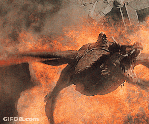 Dragon Flying Through Fire GIF