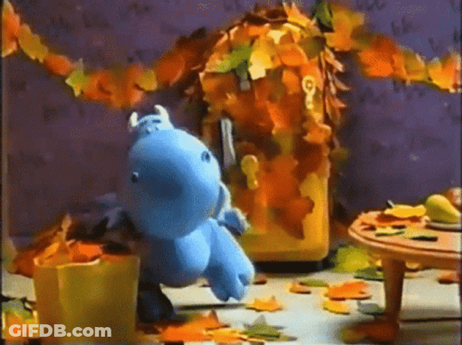 Dragon Plays Falling Leaves GIF