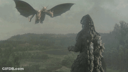 Dragon Struck By Lightning With Flying Dragon In Background GIF