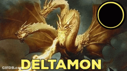 Dragon With Deltamon In Yellow Letters GIF