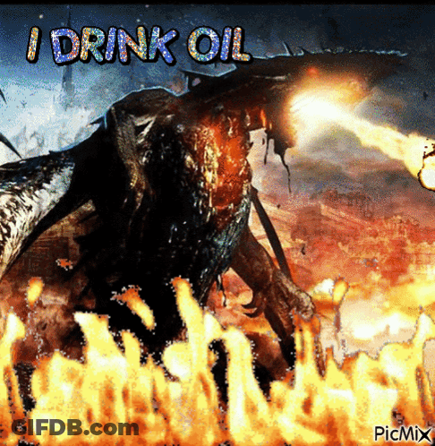 Dragon With I Drink Oil GIF